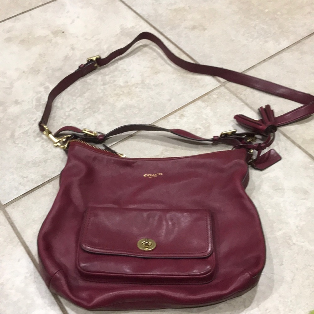 Coach Burgundy Crossbody Hobo Bag - Picture 1 of 7
